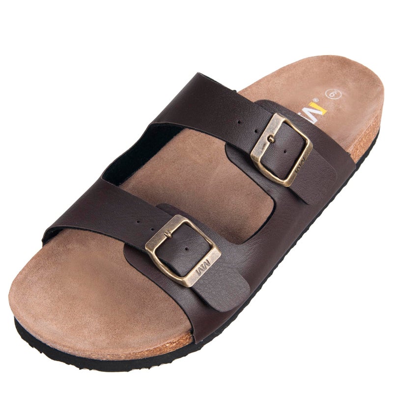 WTW Men's Cork Footbed Sandals Slip on Beach Slide Slipper Shoes with Adjustable Metal Buckle Strap for Men Causal Style - Image 4